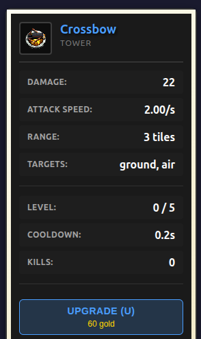Tower level up buttons
